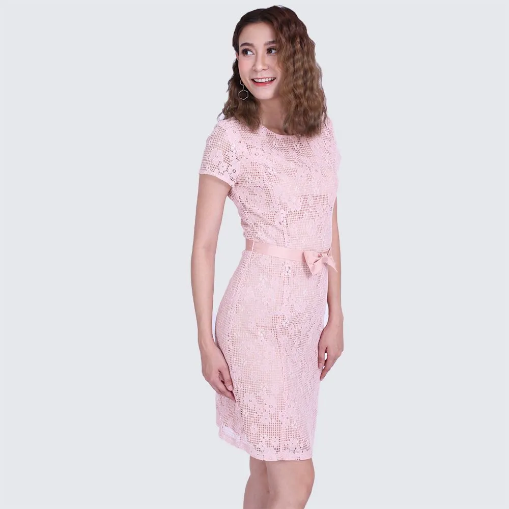 AMILA Pink Dress AM-D996 IGPU22-3