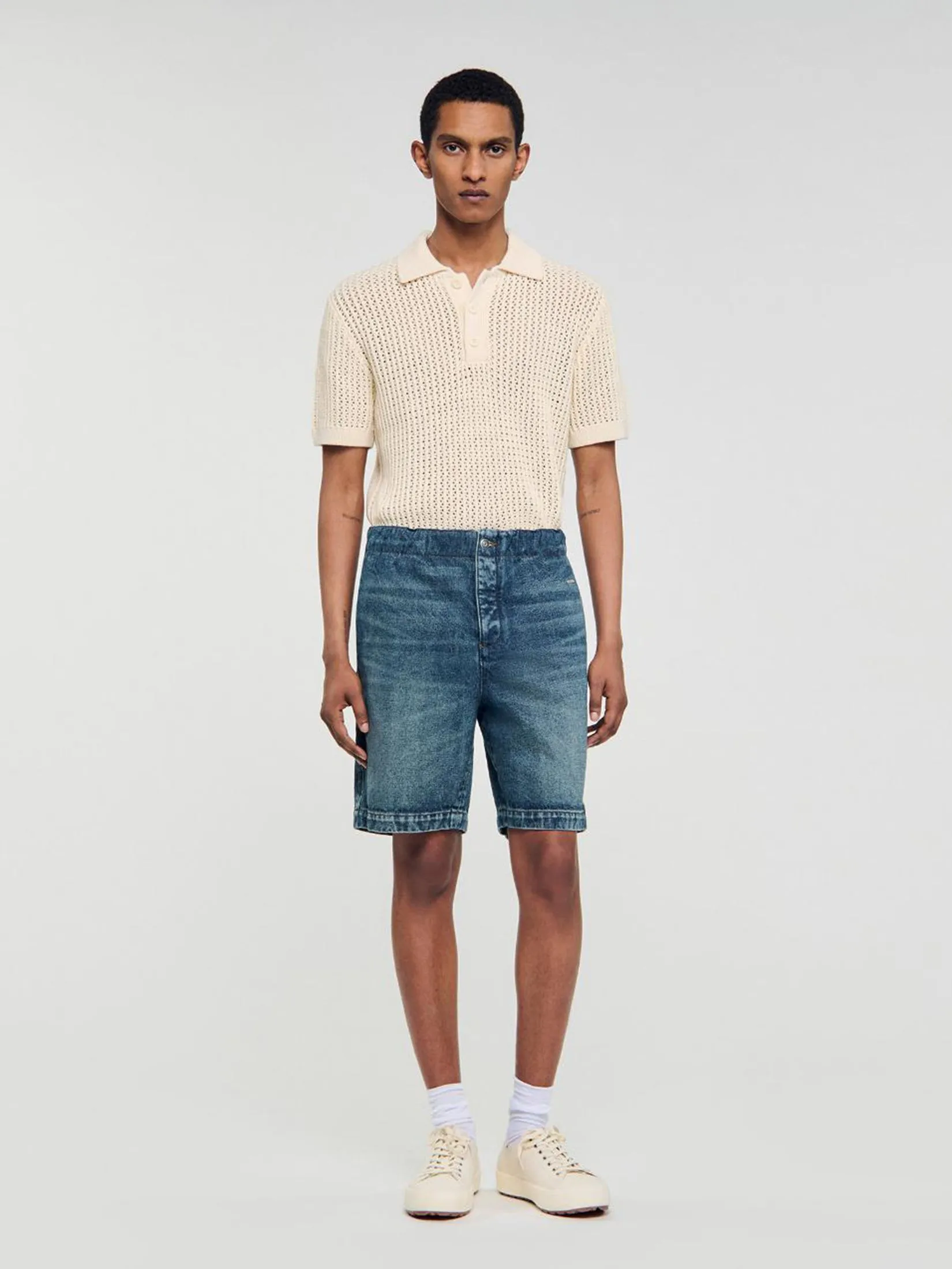 SANDRO Elasticated Denim Shorts
