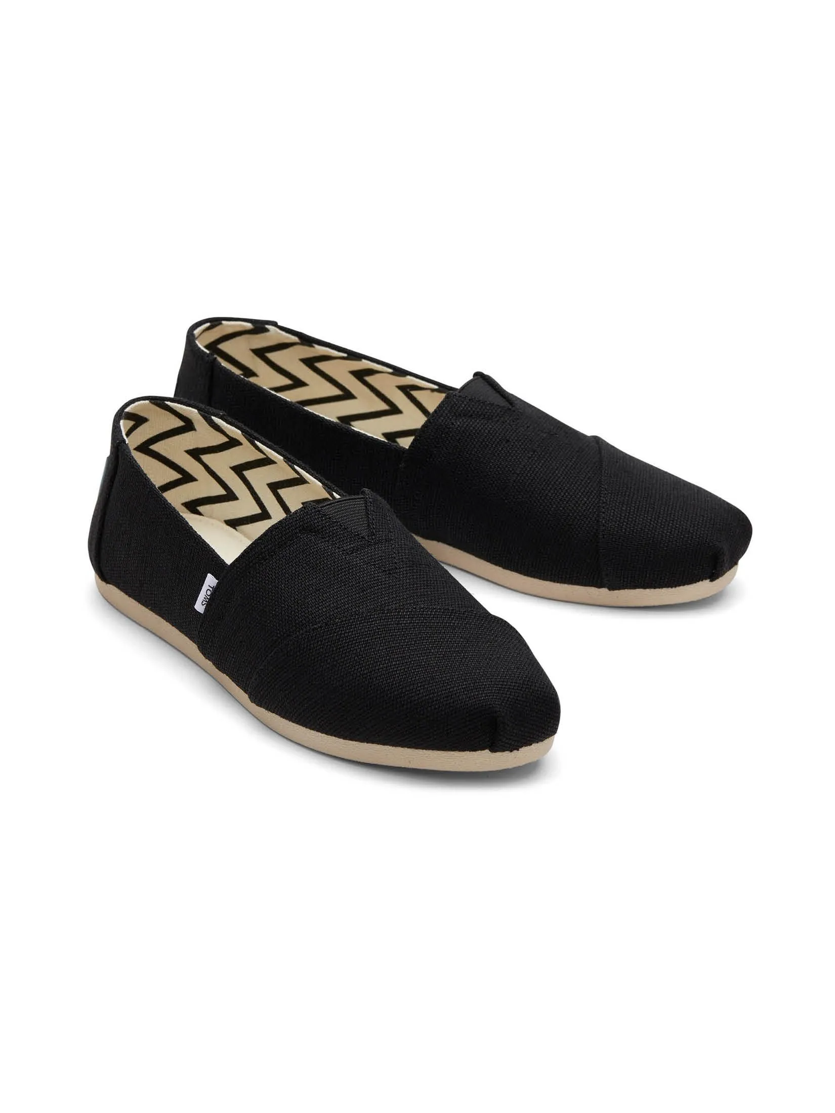 TOMS Women Shoe Slip On Alpargata Black Heritage Canvas