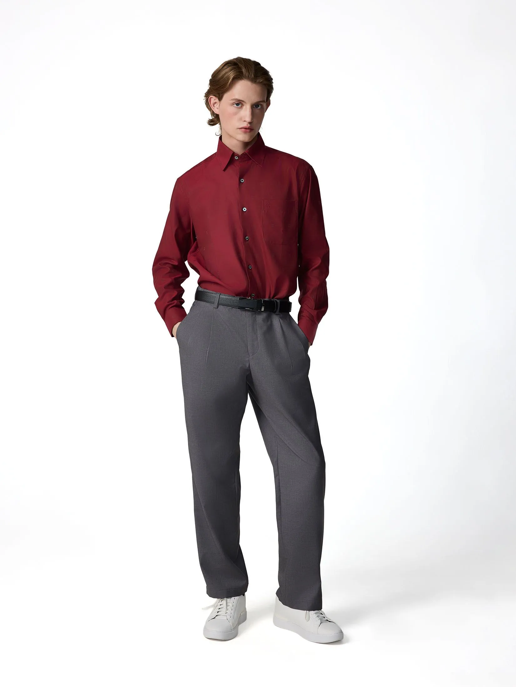 DAKS MEN Long Sleeve Shirt Smart Fit Red Size - L