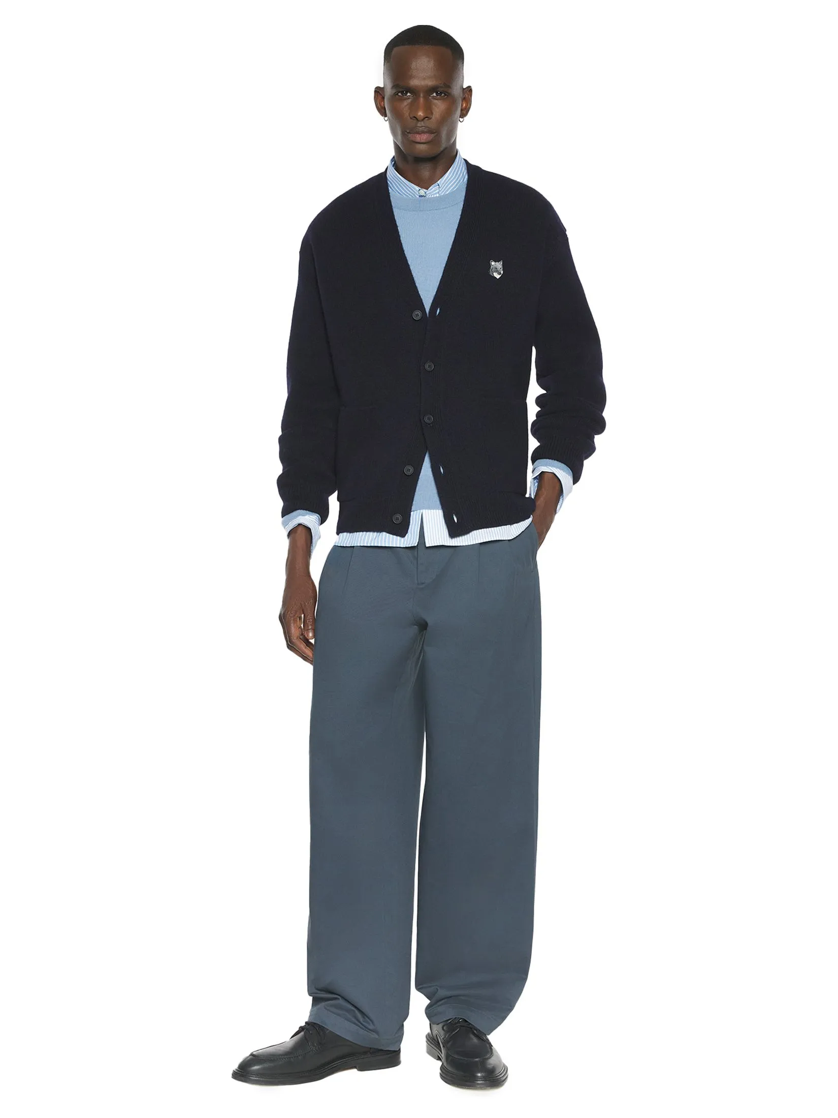 MAISON KITSUNÉ Men Cardigan Fox Head Lambwsool Comfort