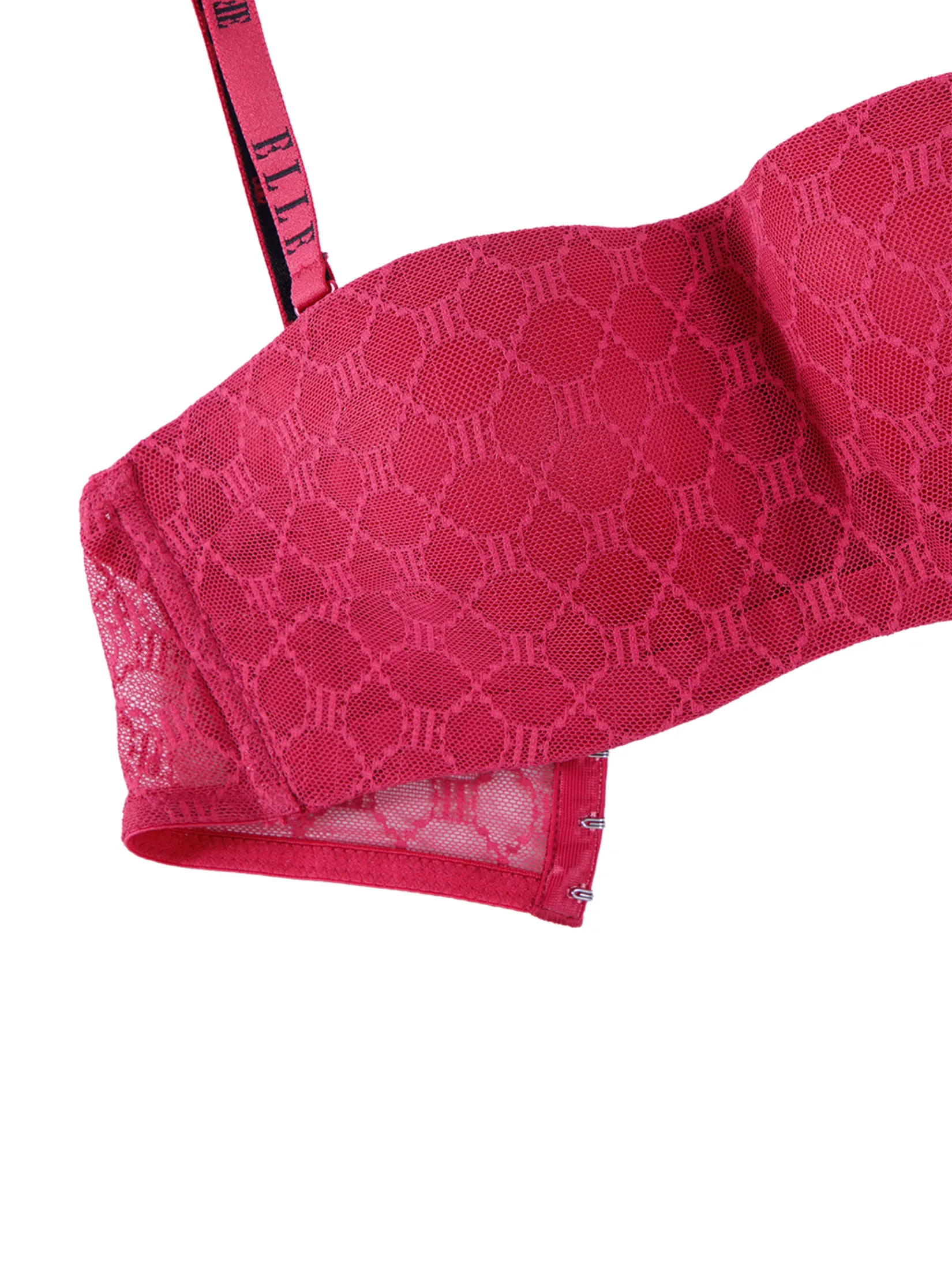 ELLE LINGERIE Women Strapless bra with underwire lace fabric ELLE LOGO pattern LB8602 - Raspberry