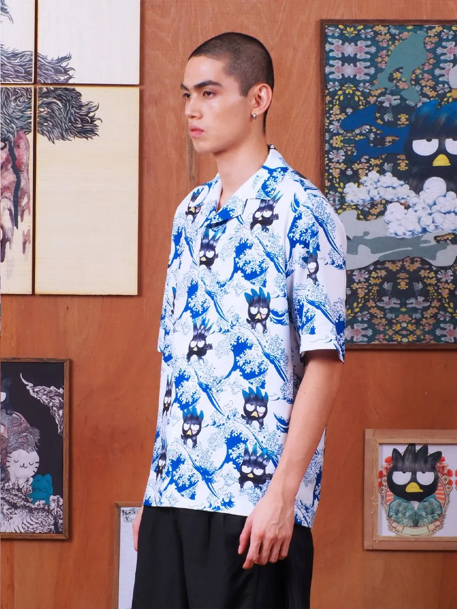 PEDZ MEN HAWAII SHIRT SHORT SLEEVES PRINTED THE GREAT WAVE WHITE