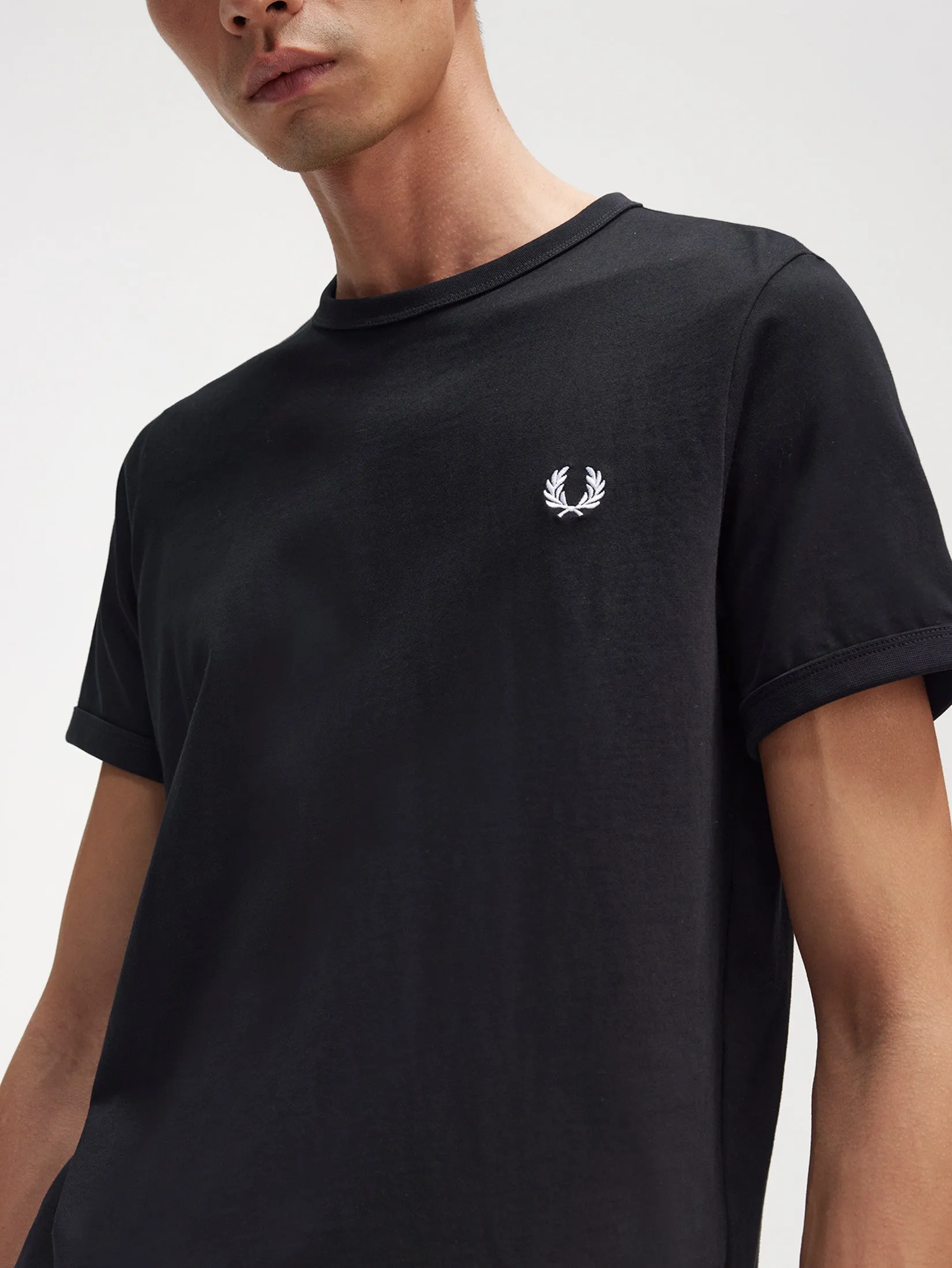FRED PERRY Men RINGER T-SHIRT Black