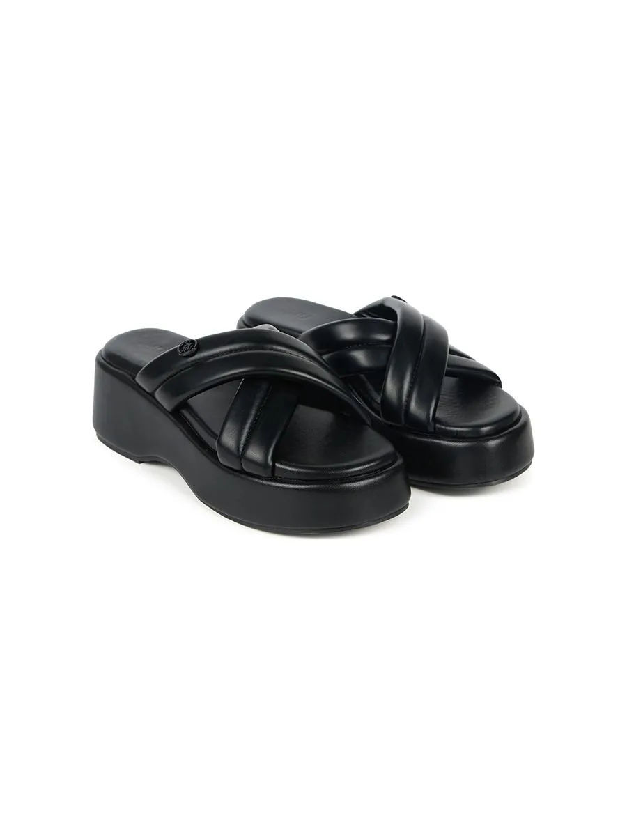SHU WOWEN  BEDDY 2.5" TINY SIGNET CROSS WEDGES - BLACK