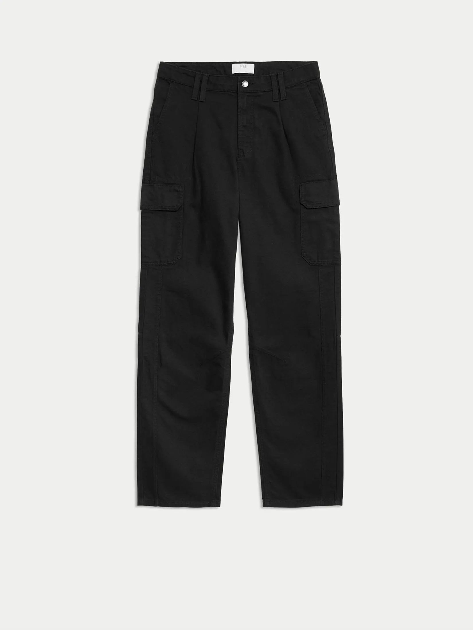MARKS & SPENCER Men Cargo Trousers Loose Fit Pure Cotton Textured