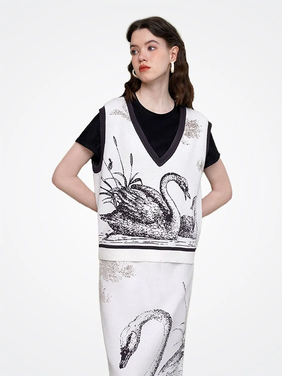 CAMOOONI Women Swan Princess Attire Skirt White