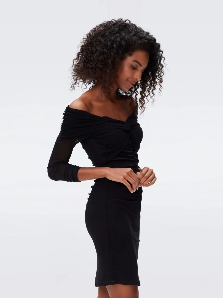 DIANE VON FURSTENBERG DVF GANESA MINI DRESS BLACK