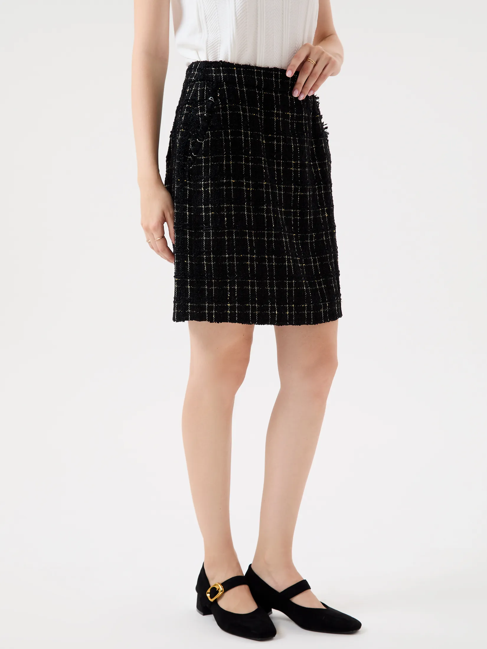 ESPADA Tweed Pencil Skirt Woman Black