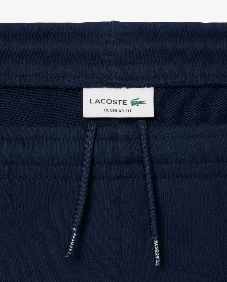 LACOSTE Logo Trim Cotton Fleece Shorts Blue