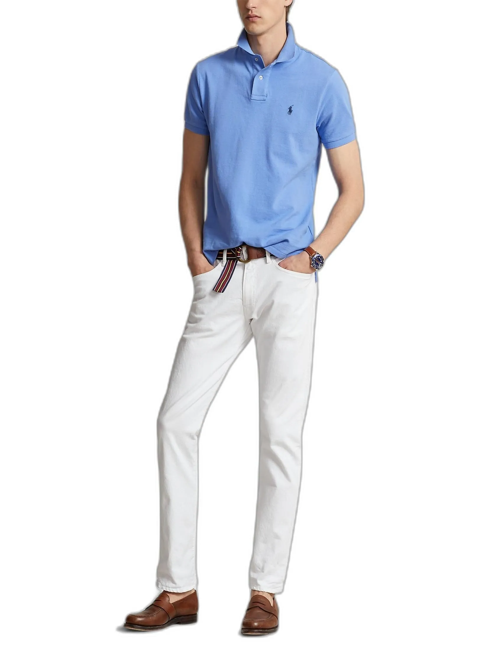 POLO RALPH LAUREN Polo Ralph Lauren POLO-Custom Slim Fit Mesh Polo Shirt MNPOKNI1N820490 400 BLUE