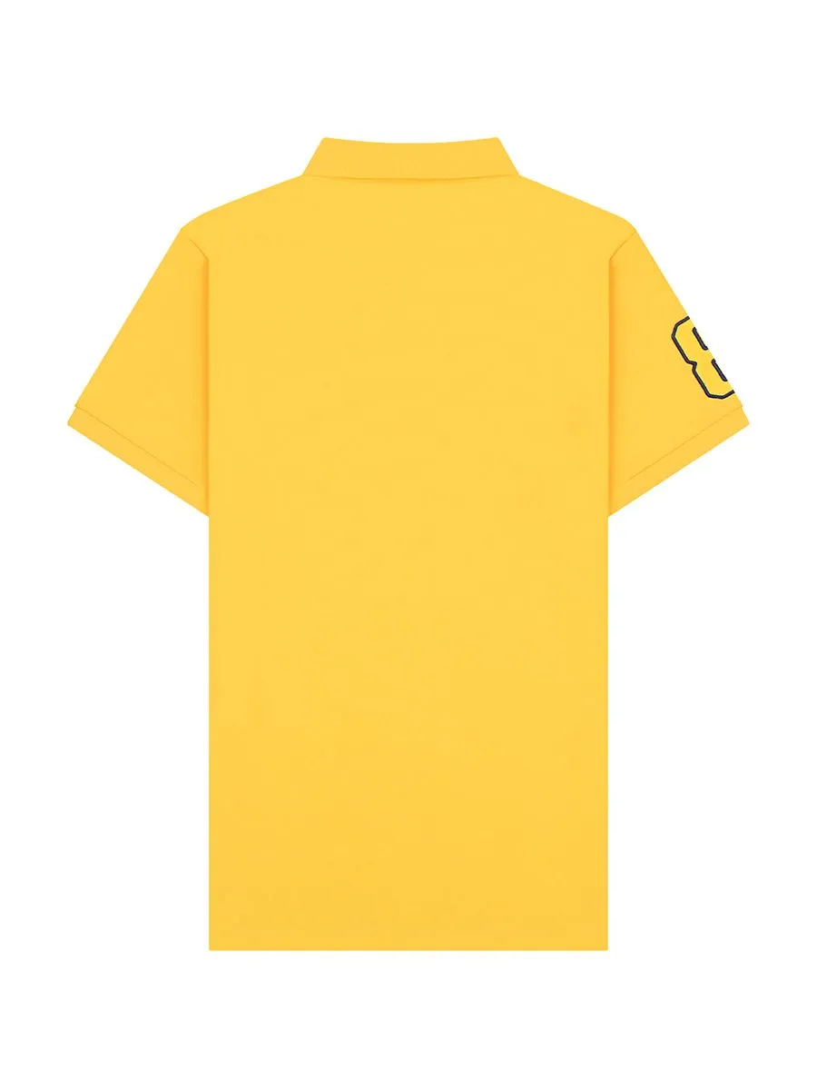 GIORDANO Men's Lycra Pique Embroidery Polo (3D Lion)  Daffodi yellow