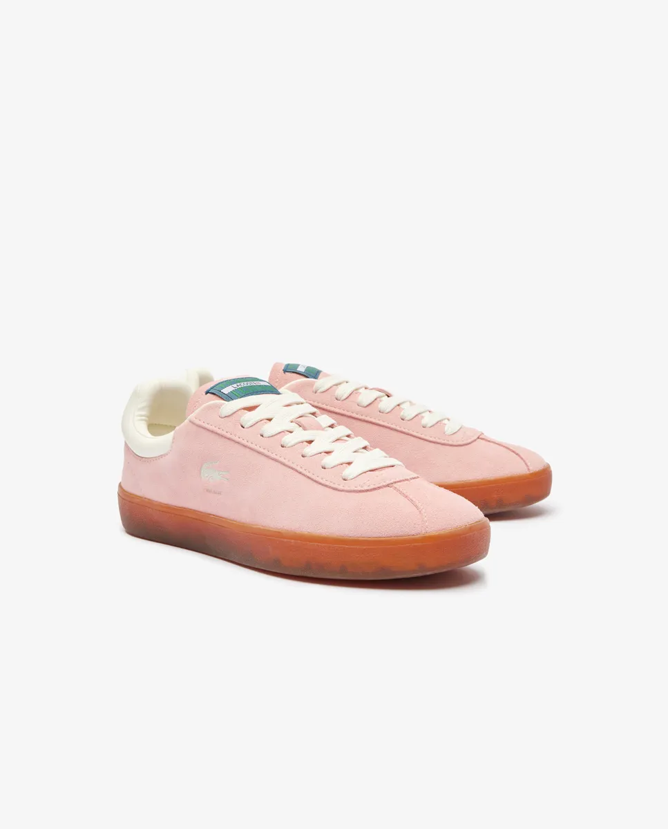 LACOSTE Women’s Baseshot Suede Trainers Pink