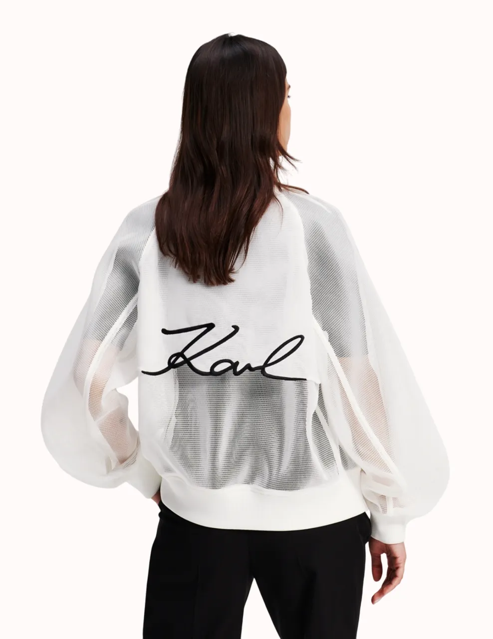 KARL LAGERFELD RTW-1 MESH WOMEN BOMBER WHITE