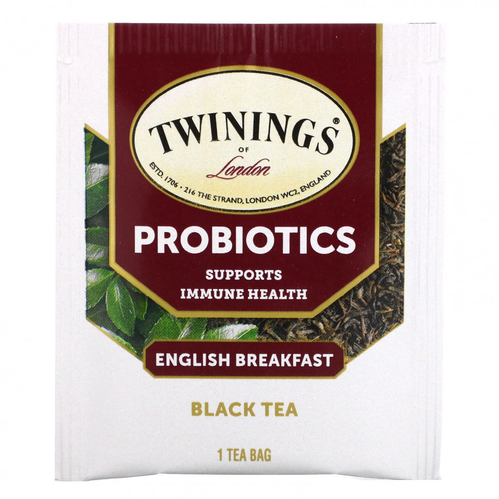 Twinings, Probiotics Black Tea, English Breakfast, 18 чайных пакетиков, 45 г (1,59 унции)