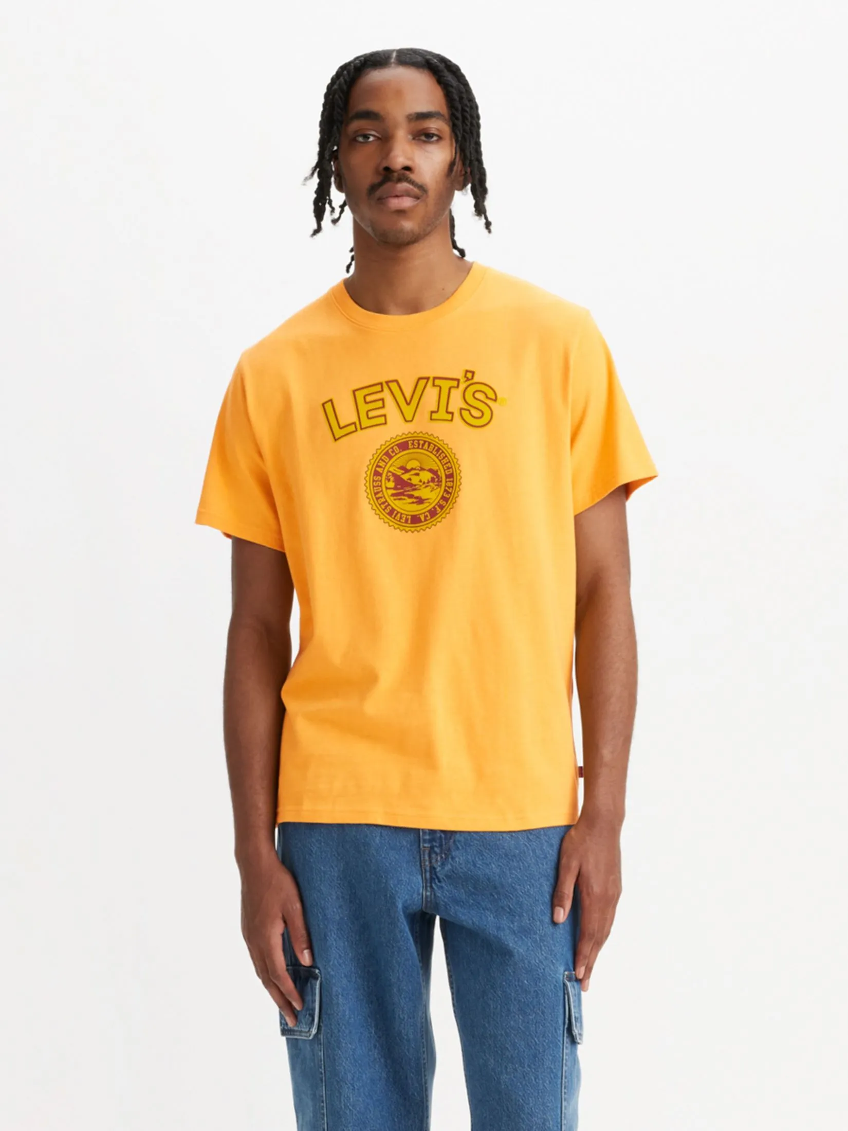 LEVI'S Men's Relaxed Fit Short-Sleeve Graphic T-Shirt Orange