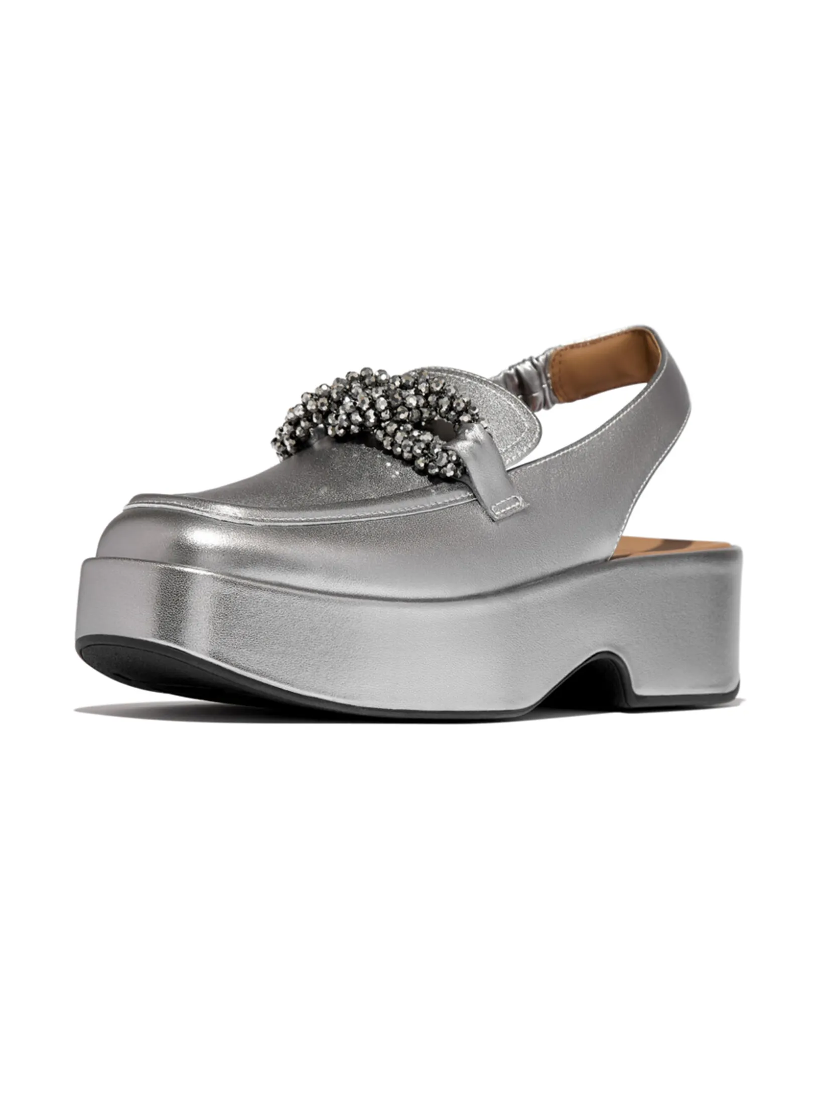 FitFlop™ WOMEN S F-LUMA BEADED-CHAIN SLINGBACK SILVER