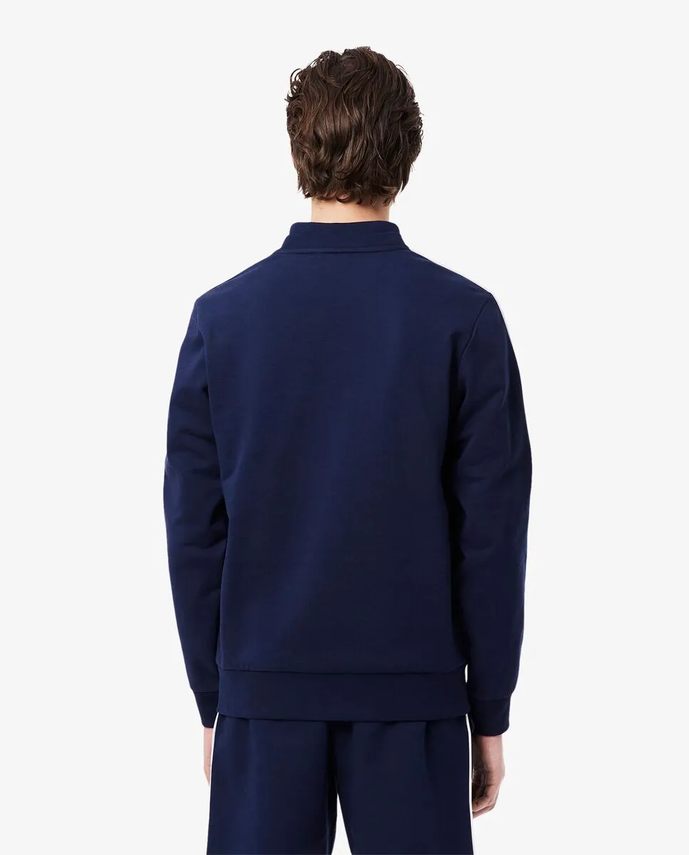LACOSTE Logo Trim Fleece Sweatshirt Blue