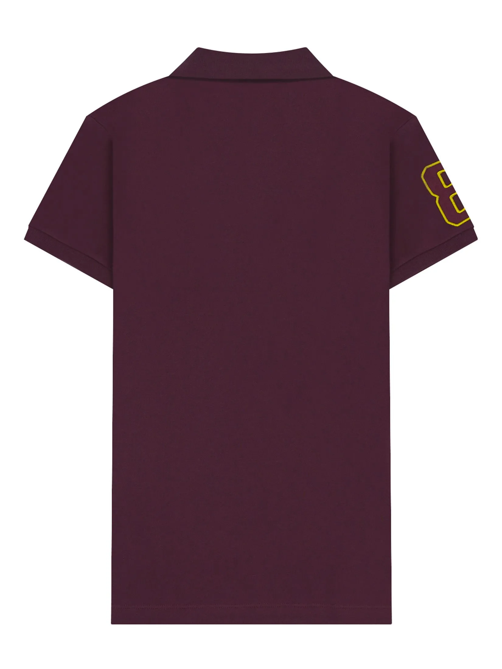 GIORDANO Women's Slim Pique Embroidery Bold Polo (3D Lion)  Burgundy Red