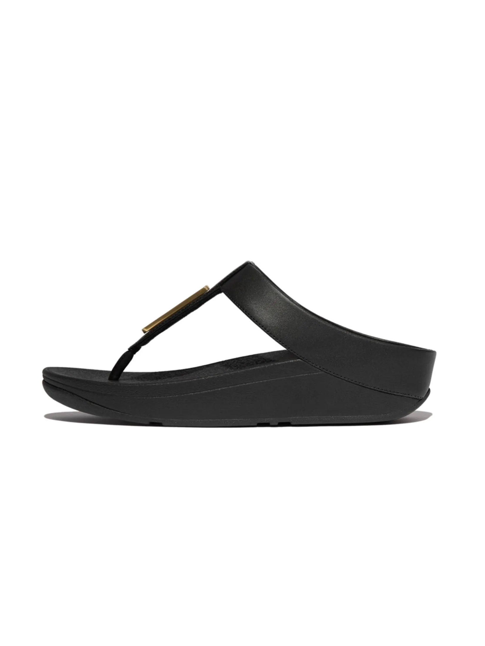 FitFlop™ WOMEN'S FINO GOLD-TRIM LEATHER T/P BLACK