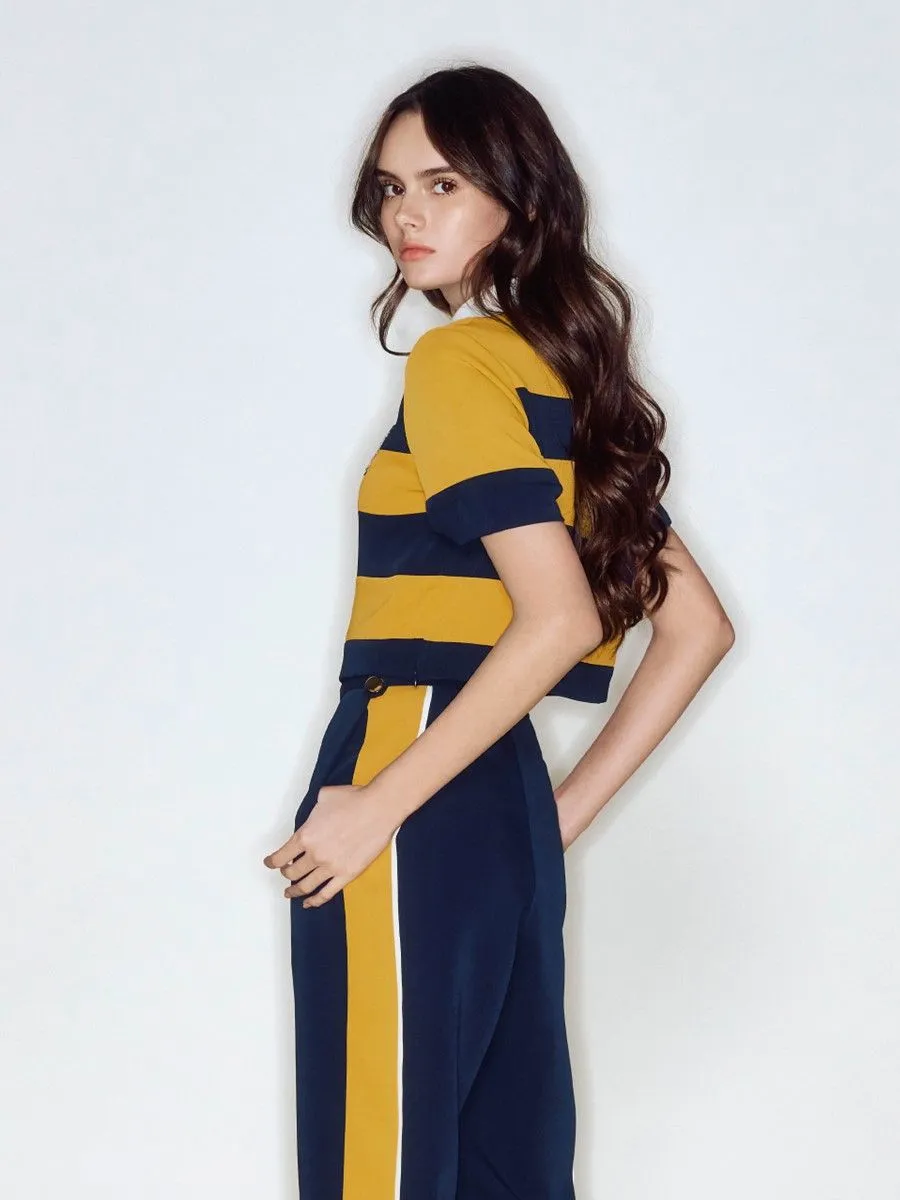 ASV (RS24) Asv Stripe Cropped Women Polo Top Yellow