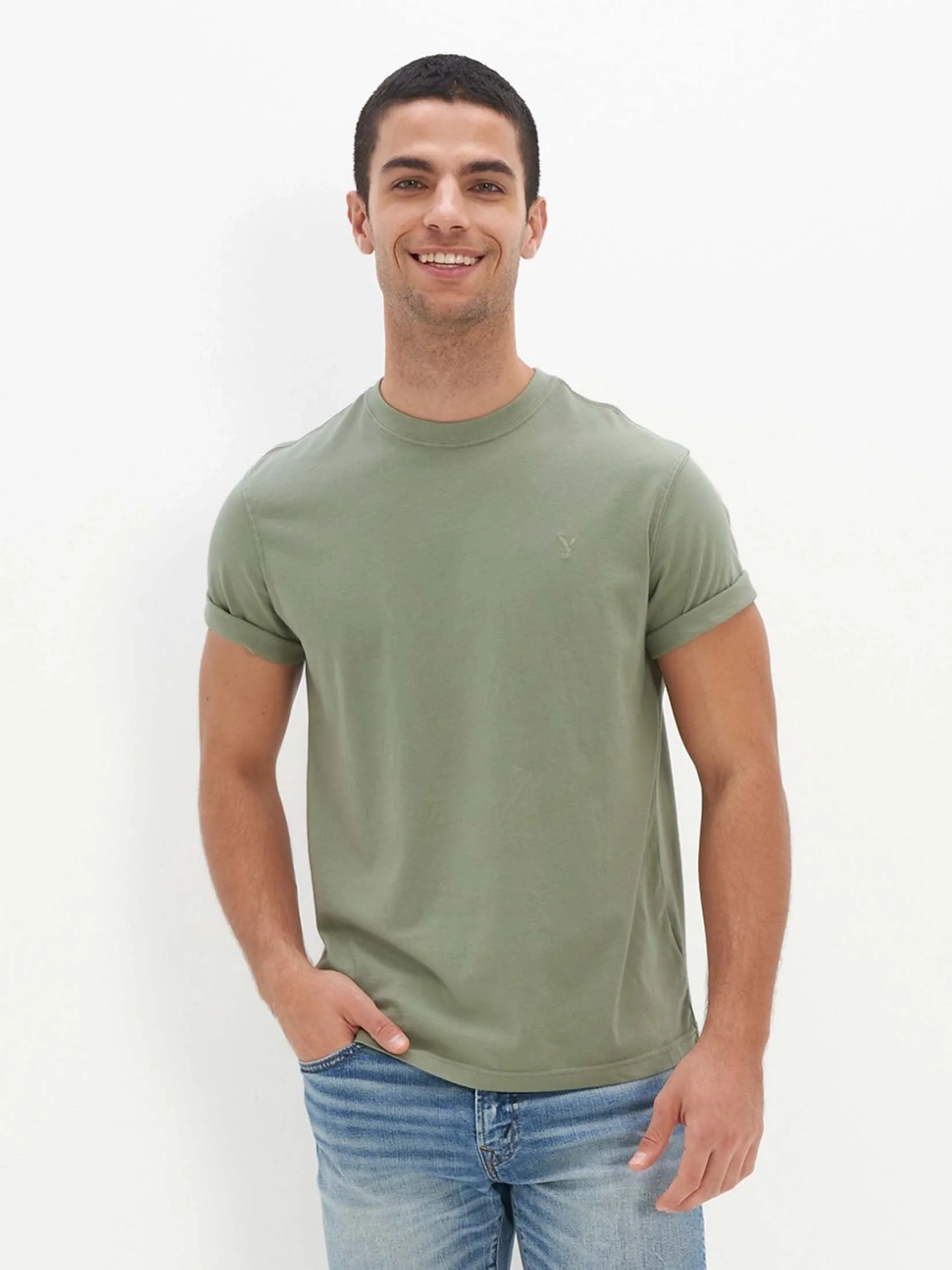 AMERICAN EAGLE MEN SS TSHIRT RGD NEW EAGLE 341 FADED OLIVE