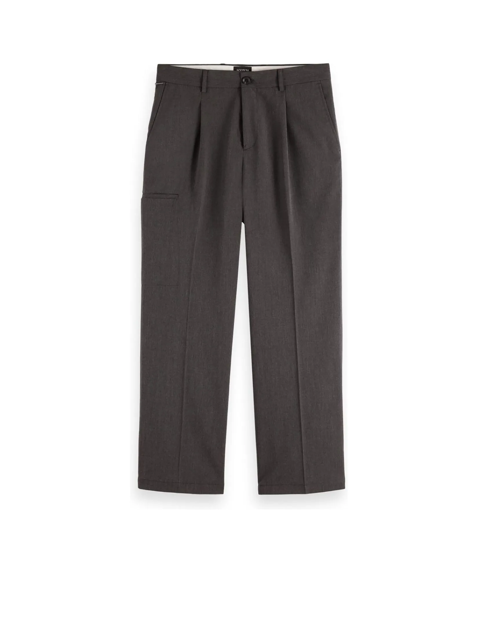 SCOTCH&SODA Men Chino Pocket Detail Wide Fit Melange Dark Grey Melange