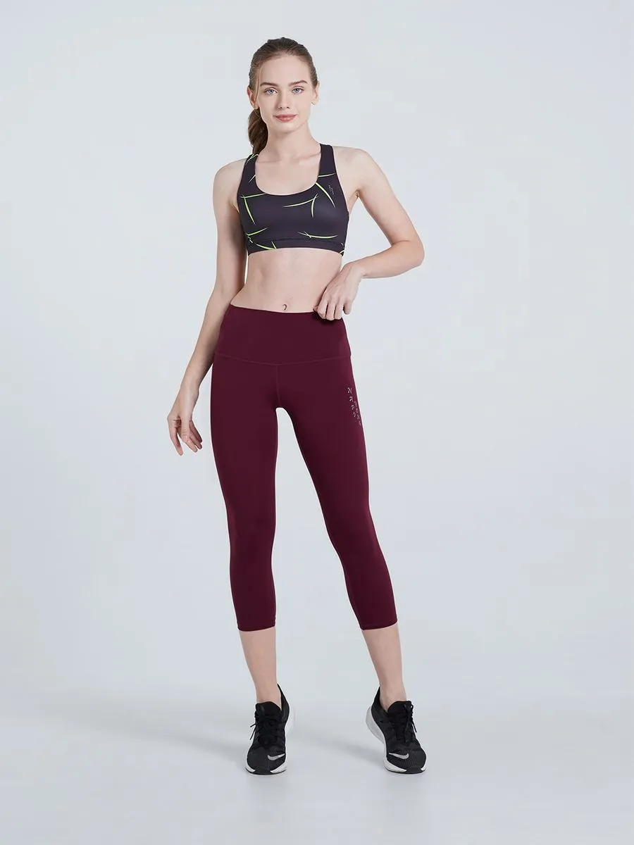 NAPIYONG Calf Length Leggings in Maroon