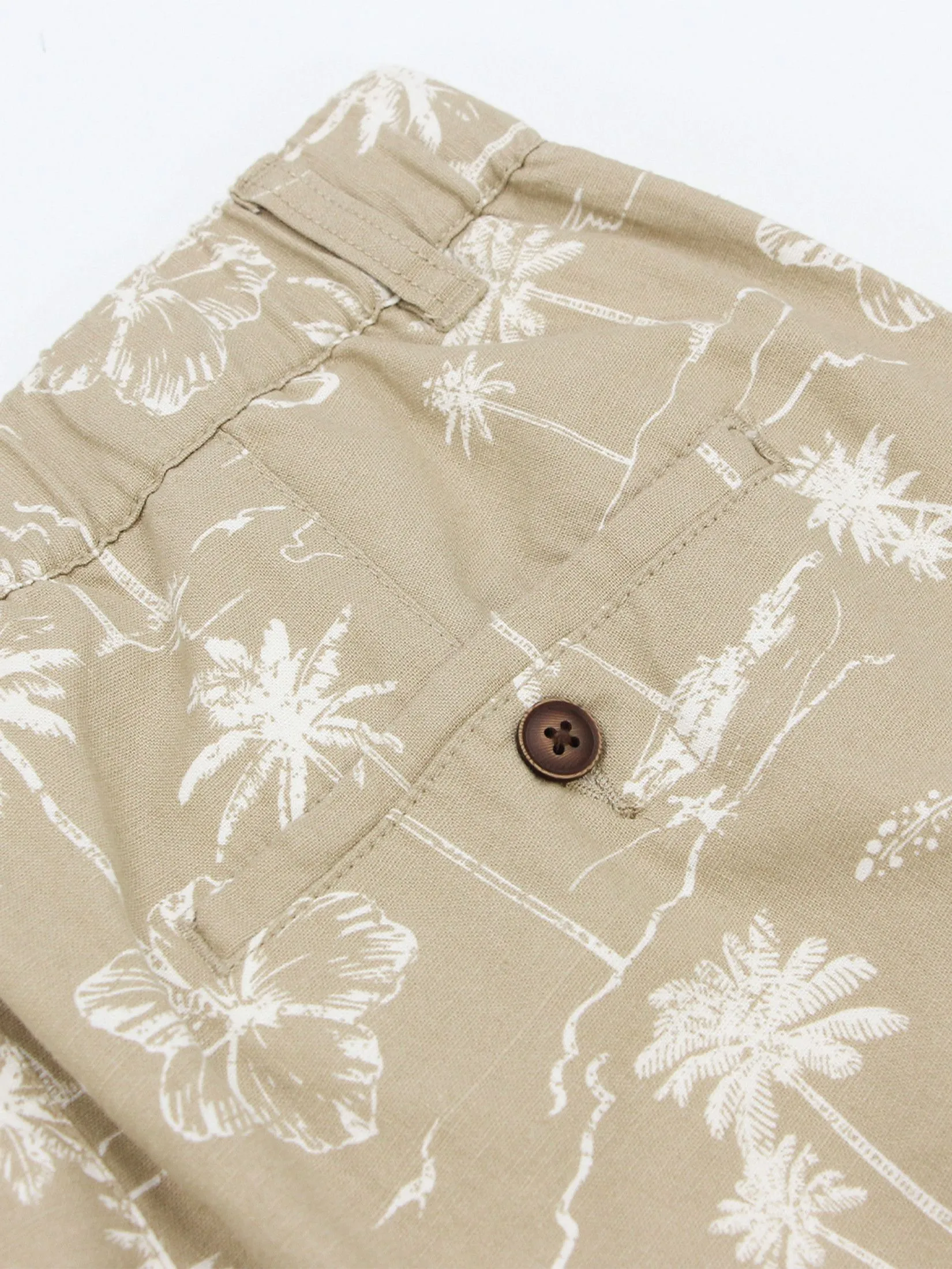 GIORDANO Men's Slim Linen Bermuda Shorts  Khaki x White