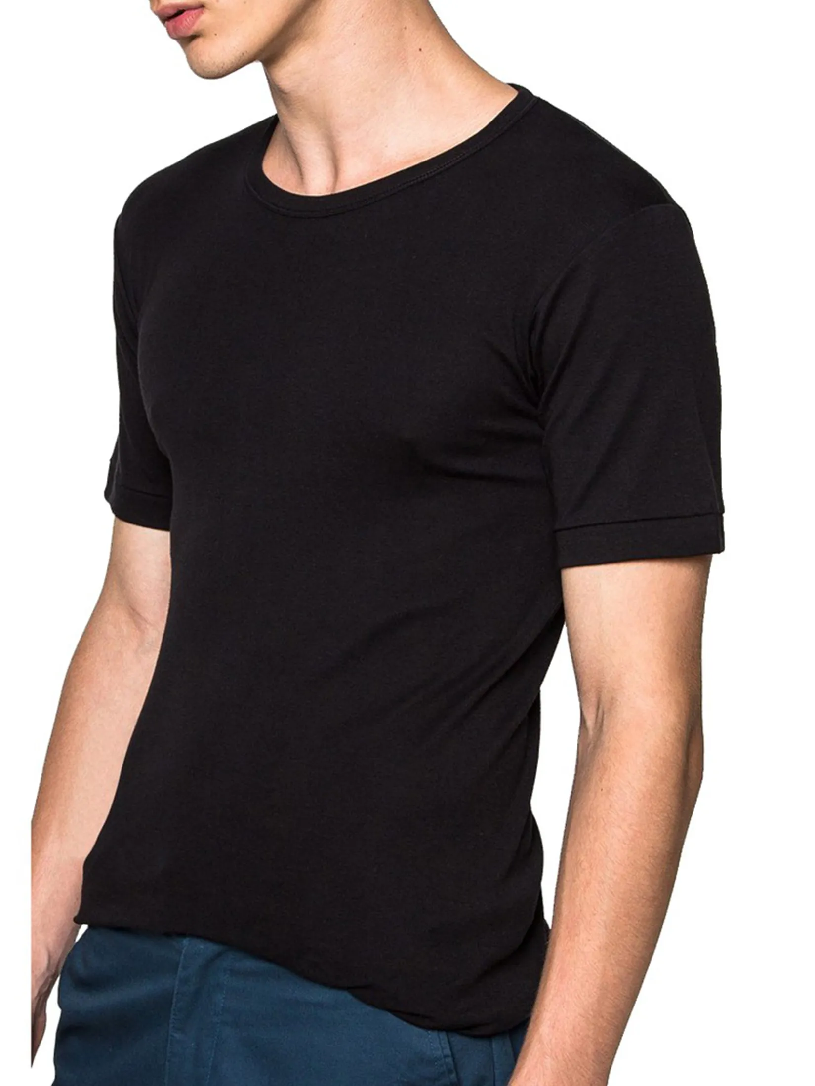 PIERRE CARDIN Men T-Shirt Ribbed Crew Neck Classic-Coloured