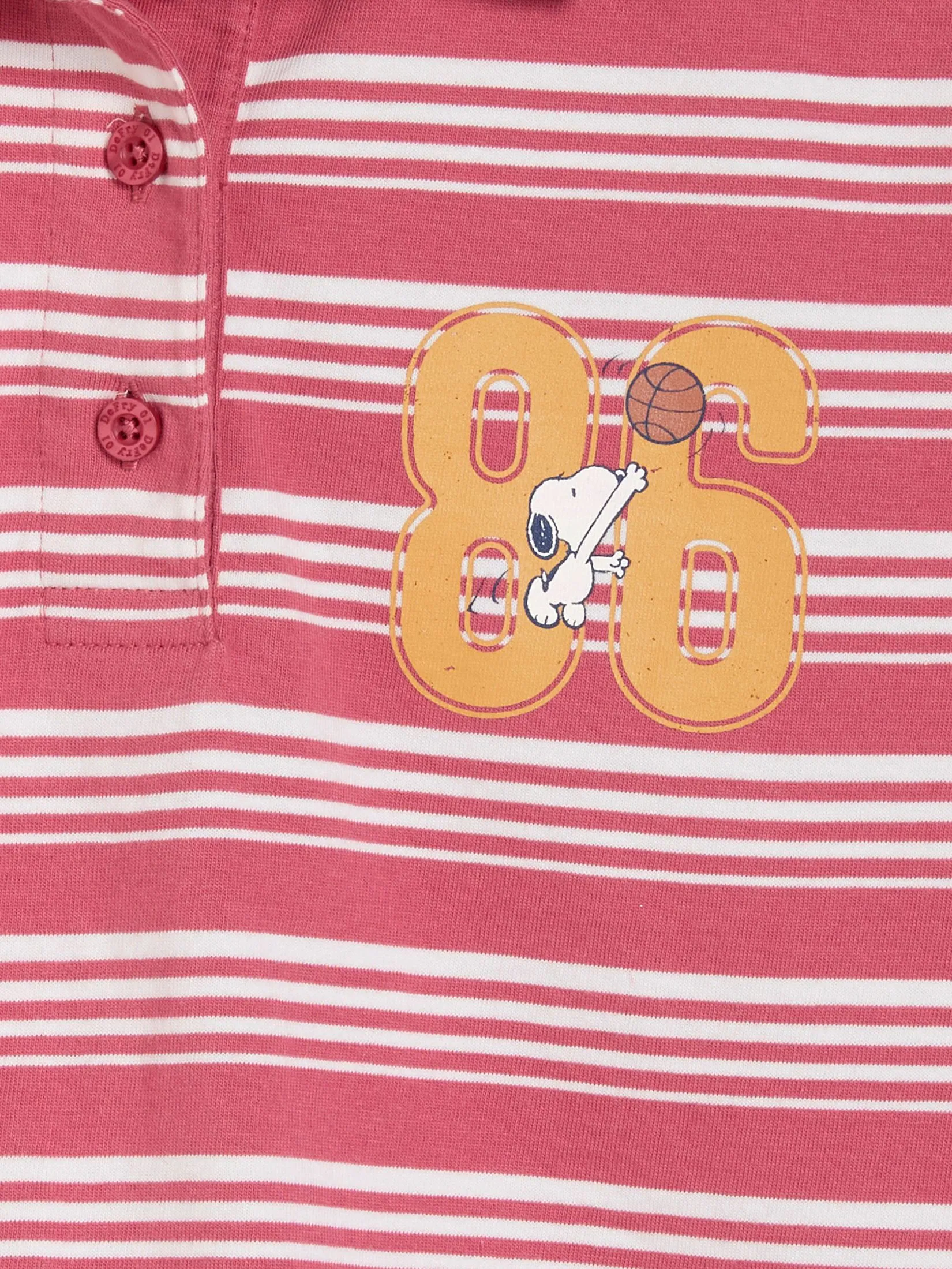 DEFRY 01 Women Polo Shirt Short Sleeves Snoopy Print Orange