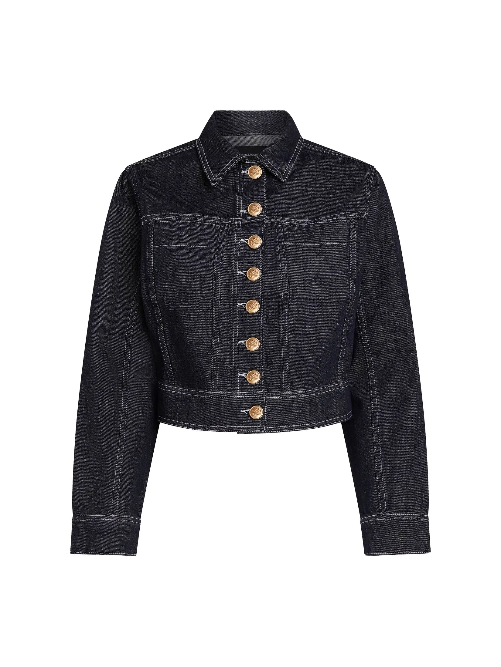 KARL LAGERFELD RTW-1 BUTTON DENIM JACKET DARK BLUE DENIM