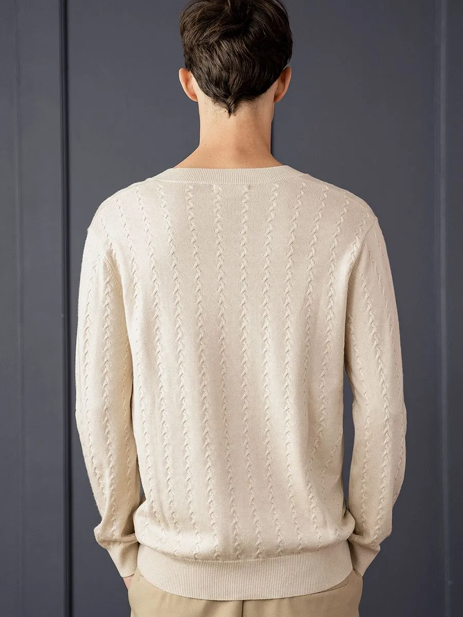 OASIS Men's Long Sleeve Sweater Beige