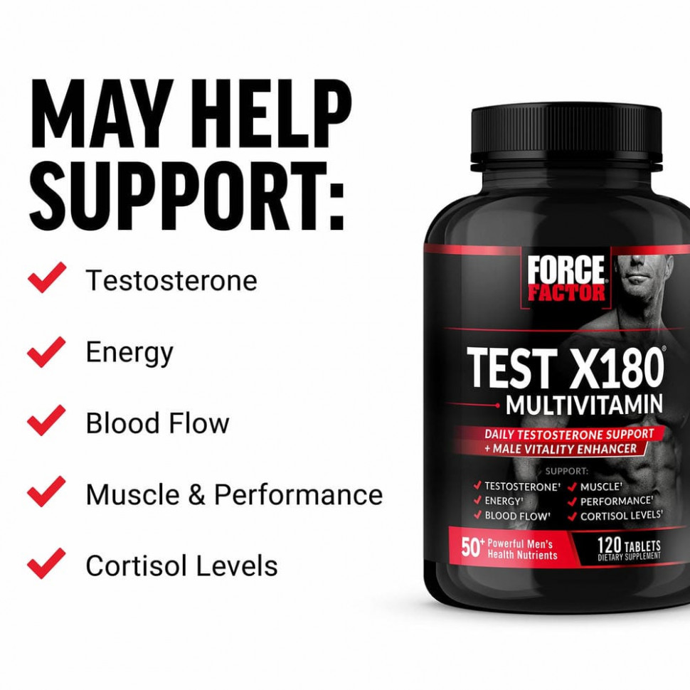 Force Factor, Мультивитамины Test X180, 120 таблеток