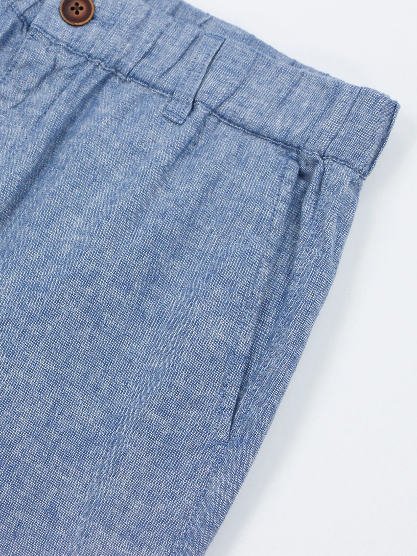 GIORDANO Men's Slim Linen Bermuda Shorts Indigo blue x White