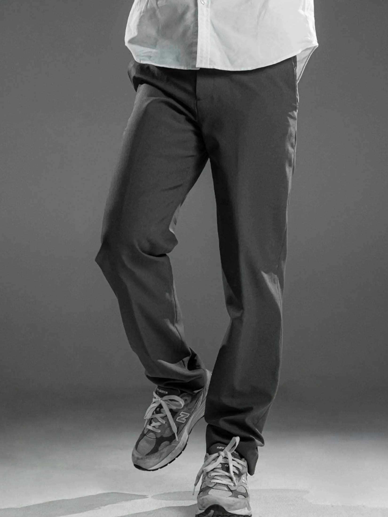 ERA-WON Men's Pants Relaxed workday Relaxed straight legs Light grey