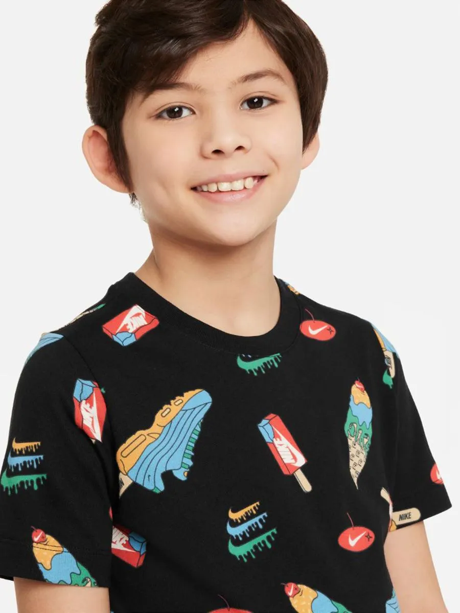 NIKE KIDS Unisex Kids T-Shirt Nike Sportswear KC23 Sole Food Black