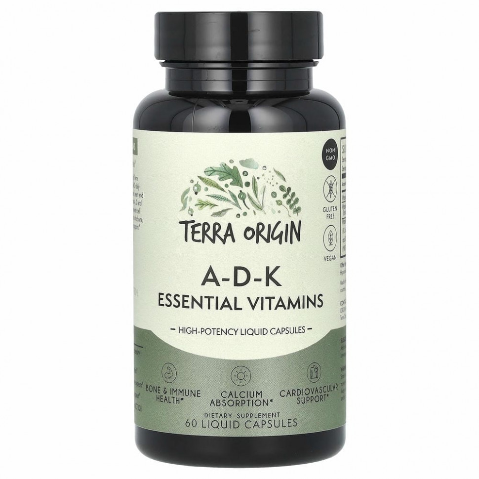 Terra Origin, ADK Essential Vitamins, 60 жидких капсул