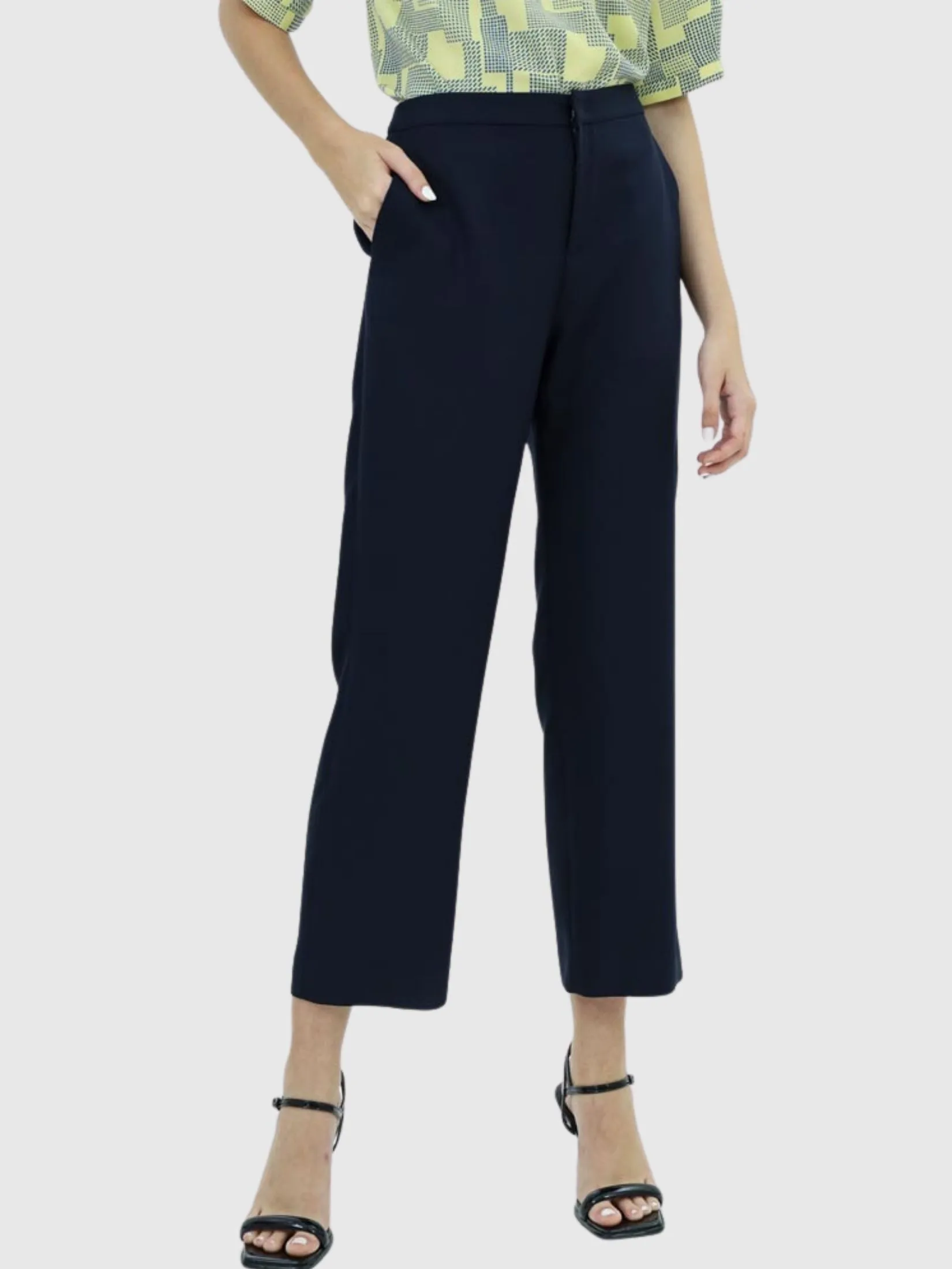 VERONIQA Women Pants Trousers Moss Crepe Navy Blue