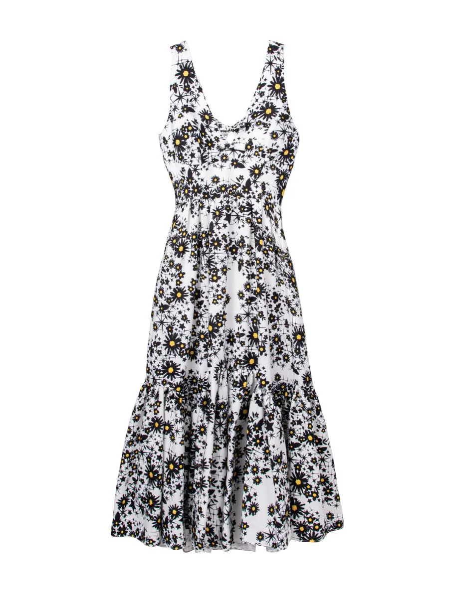 KLOSET (PF24) Women Daisy Print Maxi Dress White