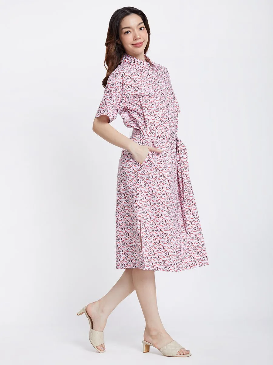 ALUMNUS Women Midi Dress Graphic Printed Red