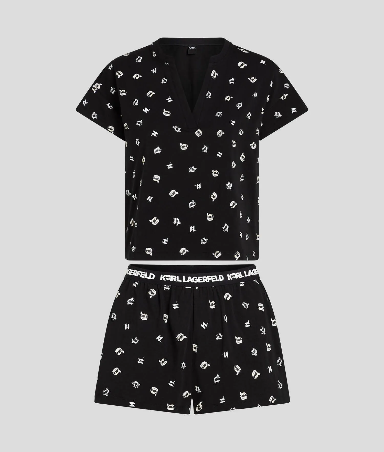 KARL LAGERFELD IKONIK 2.0 SHORT PJ SET IKON KL AOP BLACK