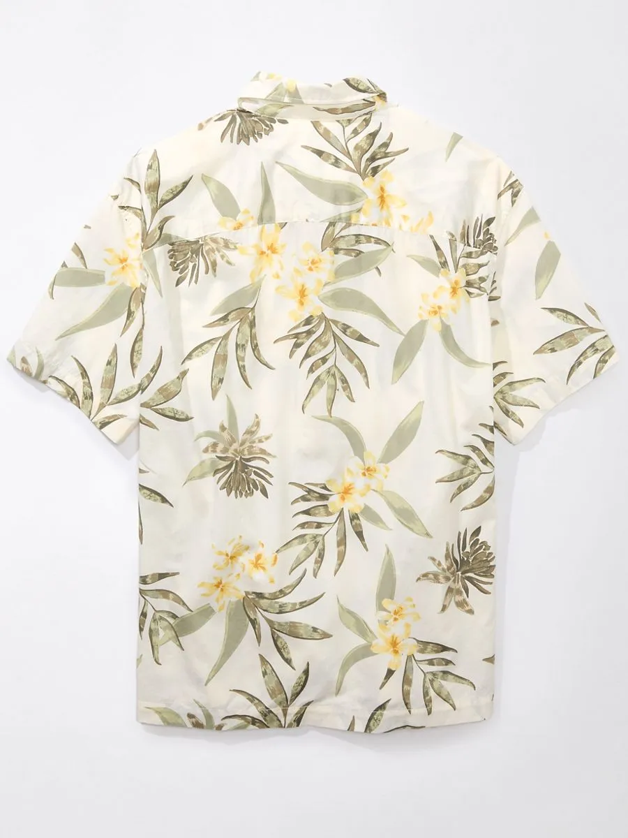 AMERICAN EAGLE MEN SAM FLORAL SS OVERSIZED CSC MORT FADE SHIRT 212 KHAKI