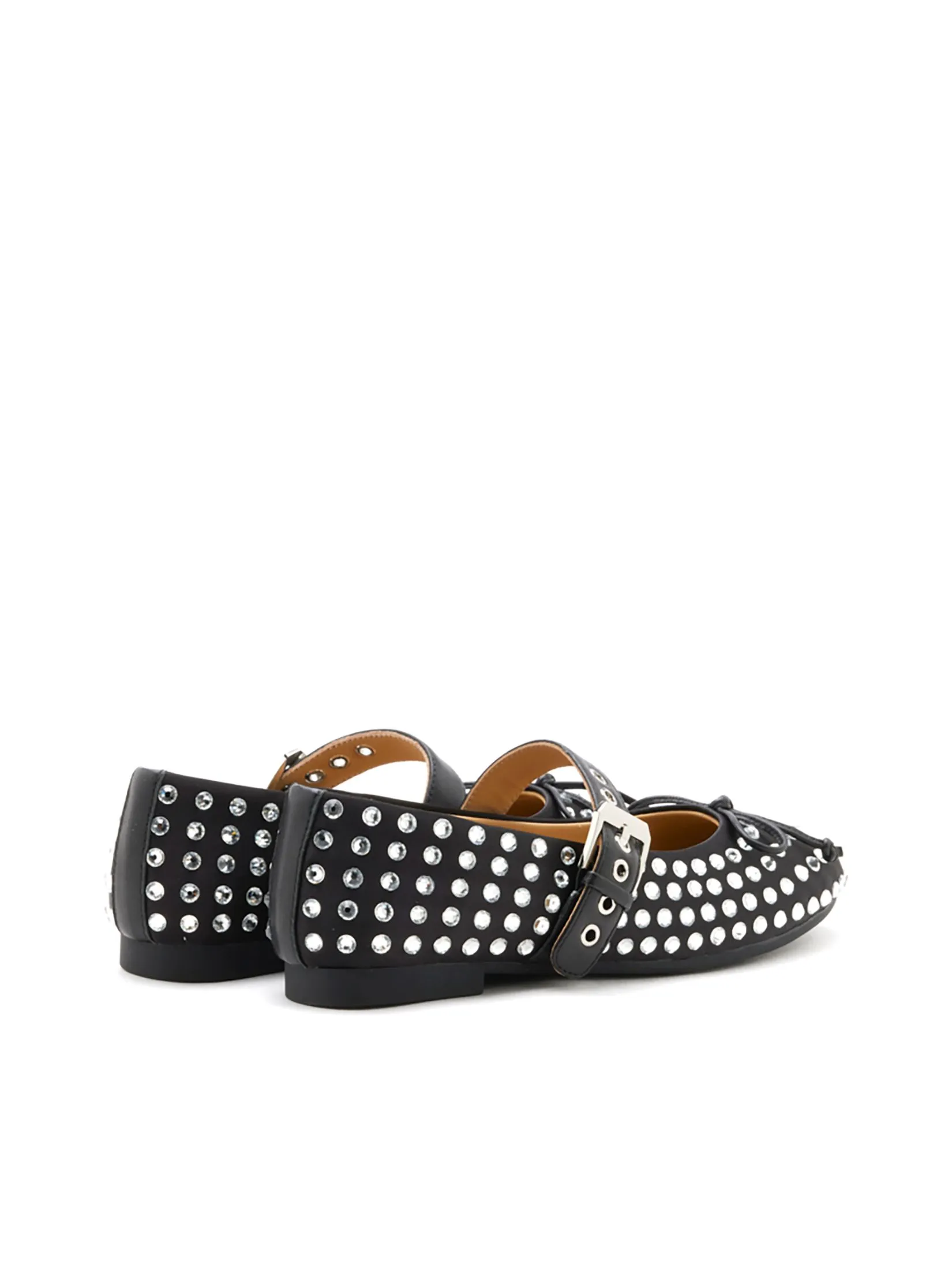 PAZZION Women Flat Shoes Mary Jane With Crystal Black