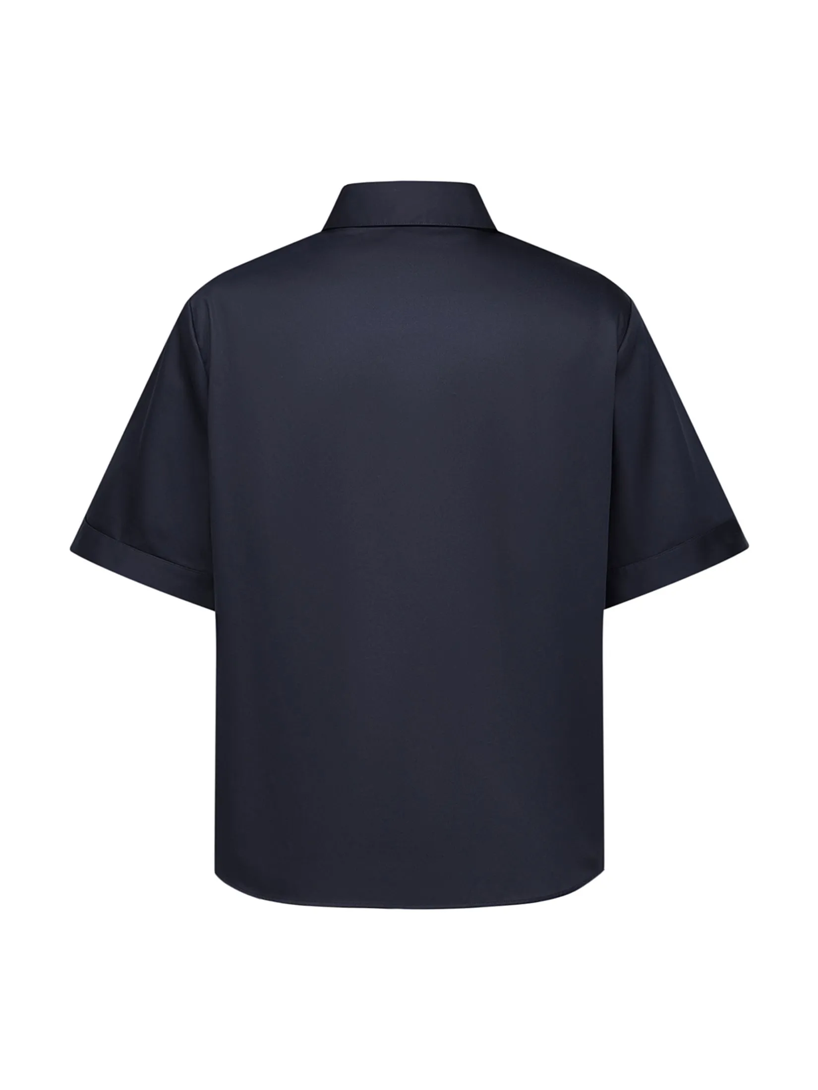 G2000 Women Clothing Easy Care Cotton Satin Short Sleeve Shirt  Loose Fit - Navy