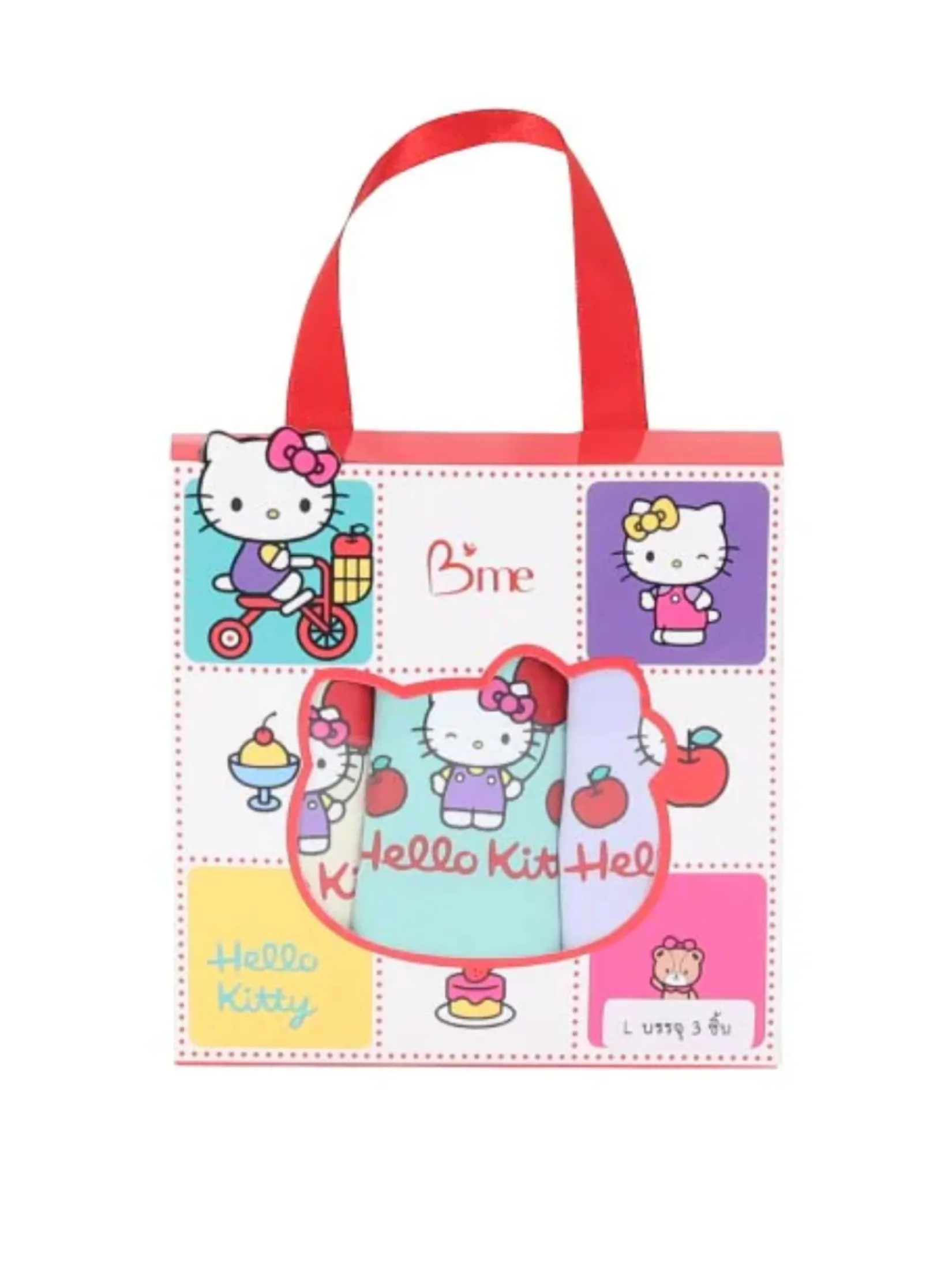 B'ME B me MEU019 Hello Kitty Bikini Panty Pack (3 pcs, Cream/Purple/Green)