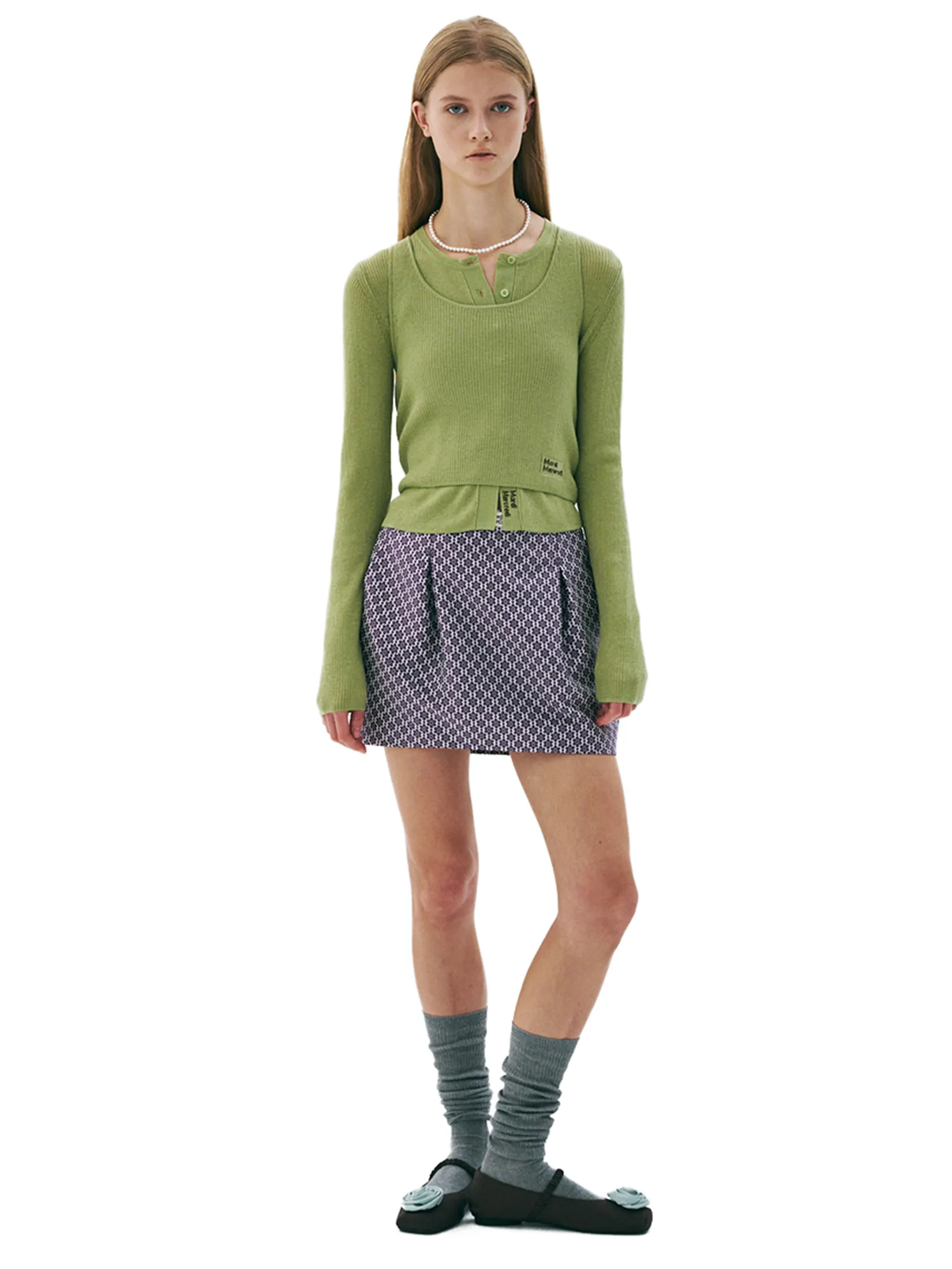 MARDI MERCREDI Mini Pegged Skirt Flower Jacquard Purple S Size - M