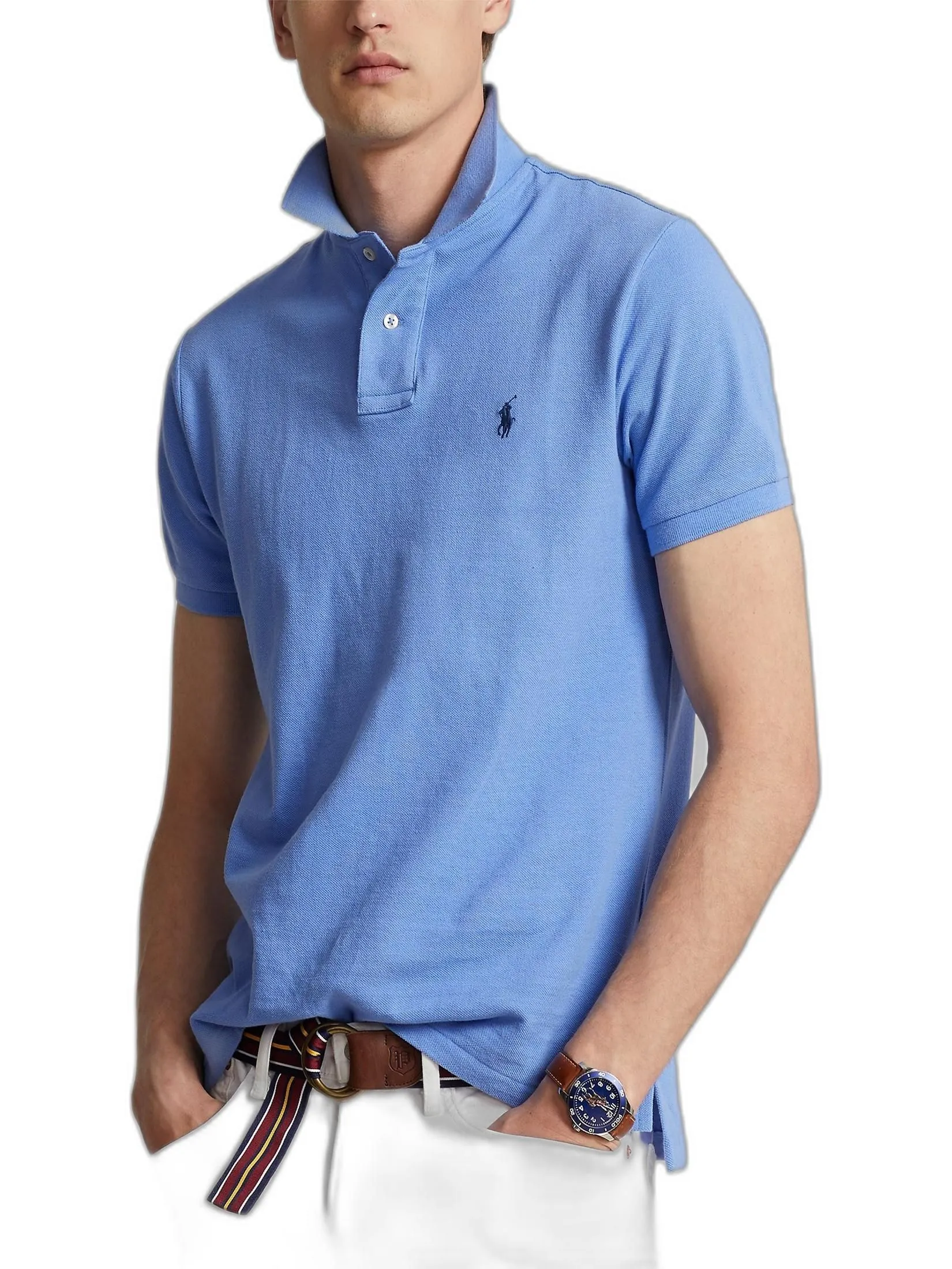 POLO RALPH LAUREN Polo Ralph Lauren POLO-Custom Slim Fit Mesh Polo Shirt MNPOKNI1N820490 400 BLUE