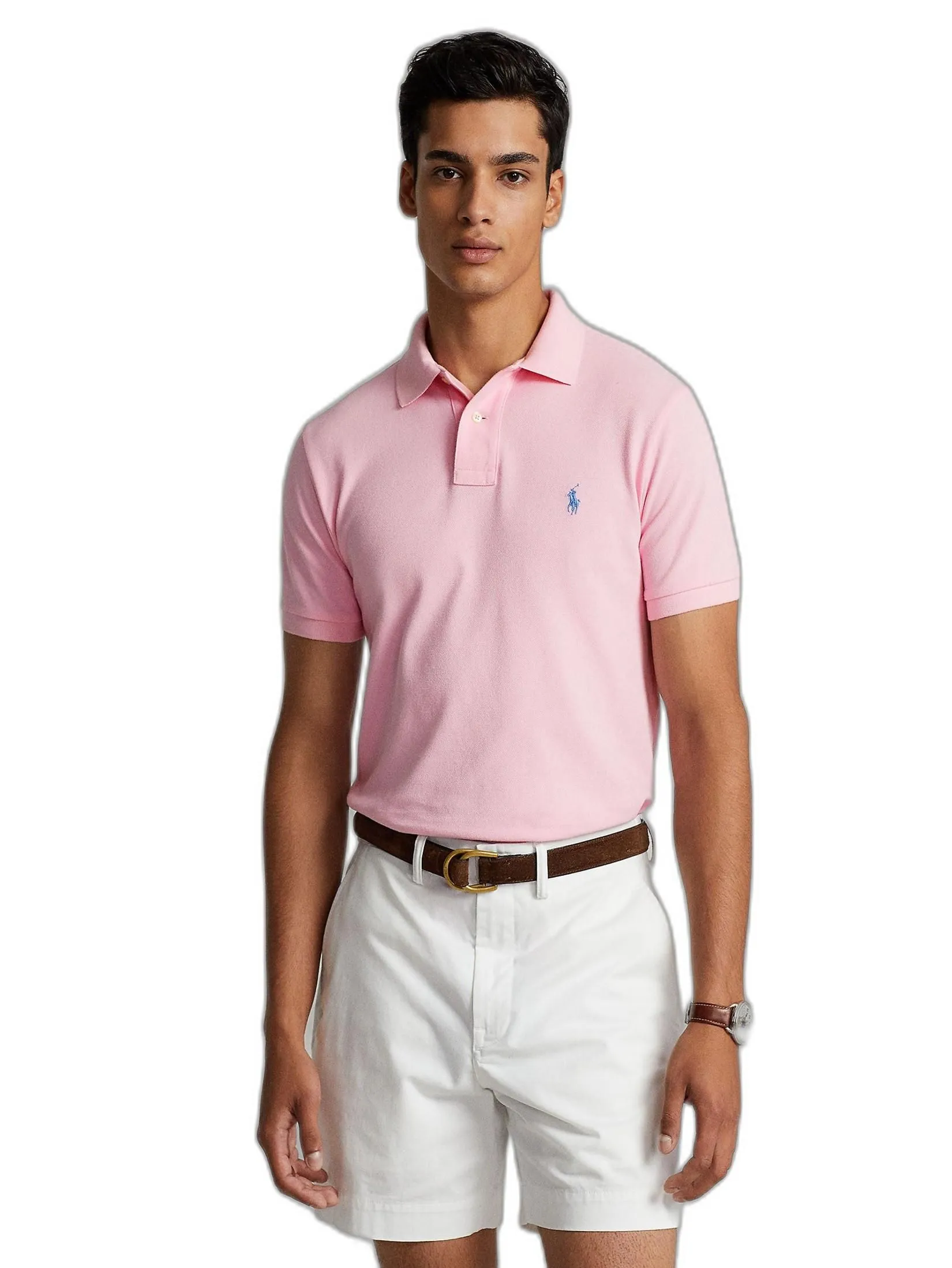 POLO RALPH LAUREN POLO-Custom Slim Fit Mesh Polo Shirt MNPOKNI1N820336 650 PINK