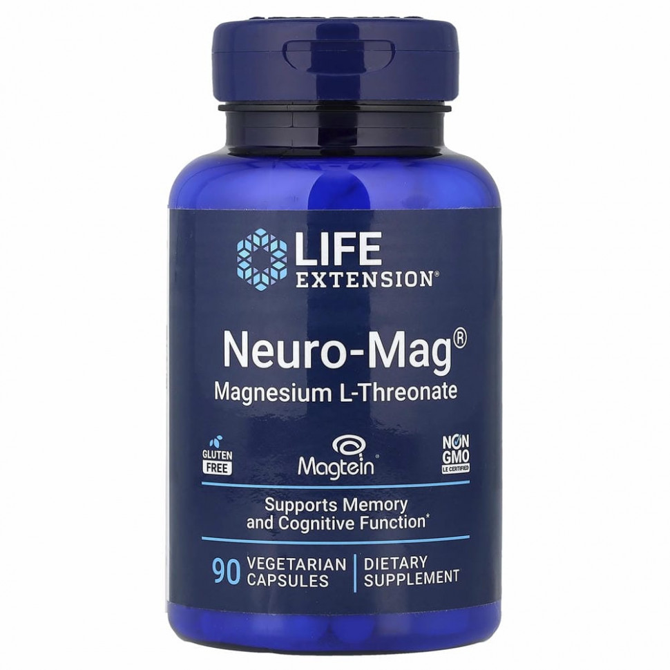 Life Extension, Neuro-Mag, L-треонат магния, 90 вегетарианских капсул